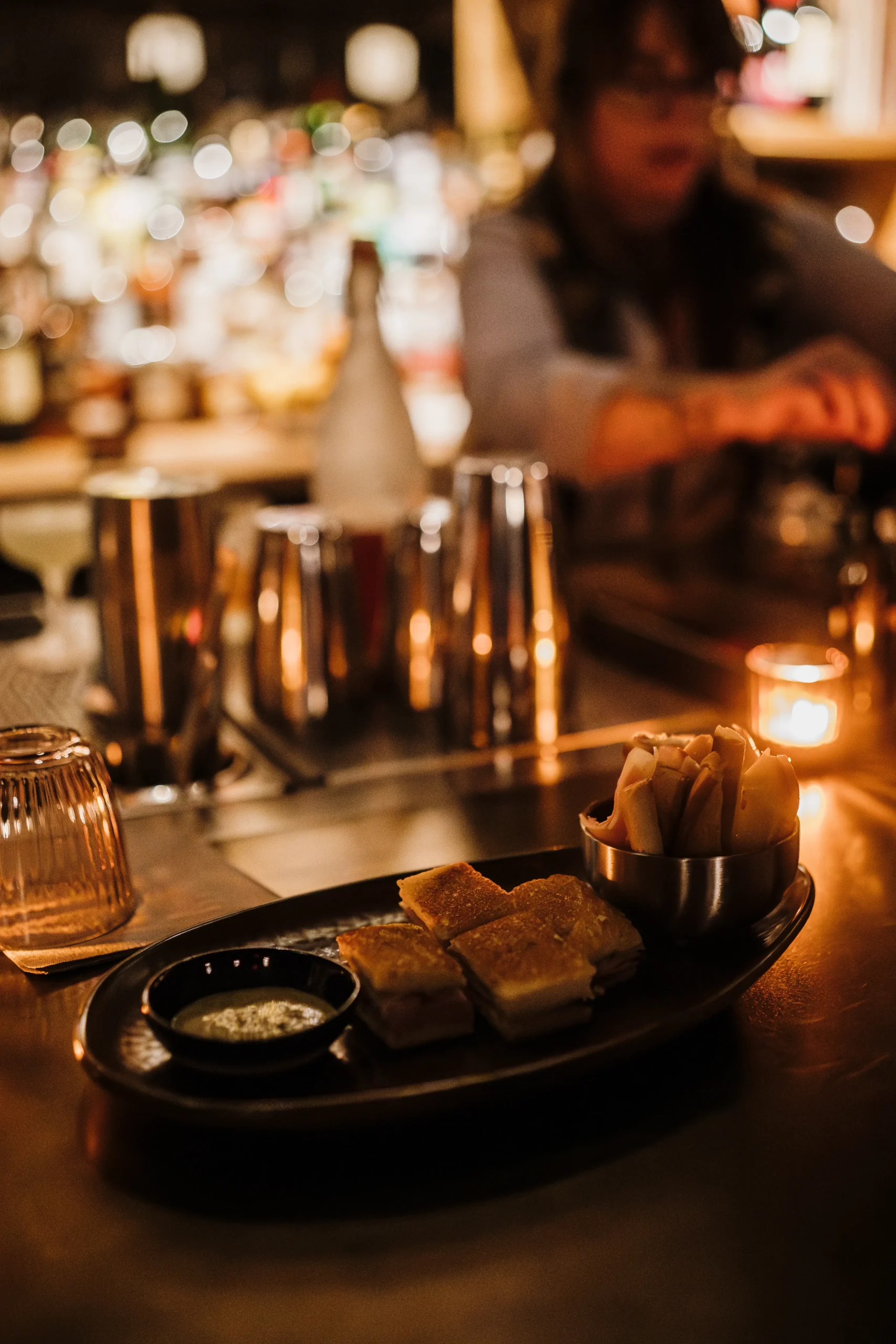 ham and cheese squares at bevel bar available on the menu for bar service in downtown waynesville